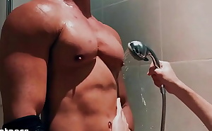 Feeling his big Pecs in the shower and making them bounce! Sexy and hot! Come and get close at Video 927! ⭐️