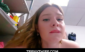 TeenyThief- Brunette teen shoplifter Adrianna Jade cooperating on LP officers big cock