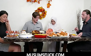 MuslimsFuck-Hijab wearing babe Audrey Royal with boyfriend Tyler Cruise have the dining room themselves and fucks on the table