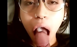 POV Sexy Slut gives me a Deepthroat and i Cum in her Whore Mouth