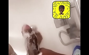 Playing with my big black dick in the shower