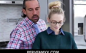 PervFamXX -  Lily Larimar bent down on the kitchen counter as Johnny rips her pantyhose and gets fucked from behind as a lesson for talking naughty on the phone