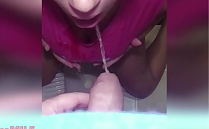 He pee in my mouth in public toilet. POV blowjob