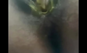 Egg Breaks in Hairy Pussy, She Pushes it Out and Cums on Camera Lens
