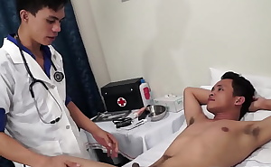 Twink Asian gay filled in asshole with dildo toy by doctor