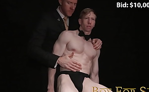 BoyForSale - innocent blond boy takes two enormous DILF dicks bareback
